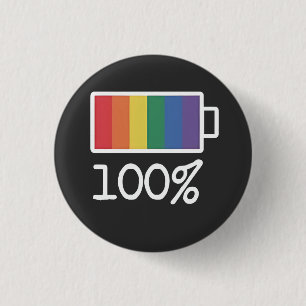 Bóton Redondo 2.54cm Bateria 100% de orgulho LGBT Engraçado pela Gay Ig