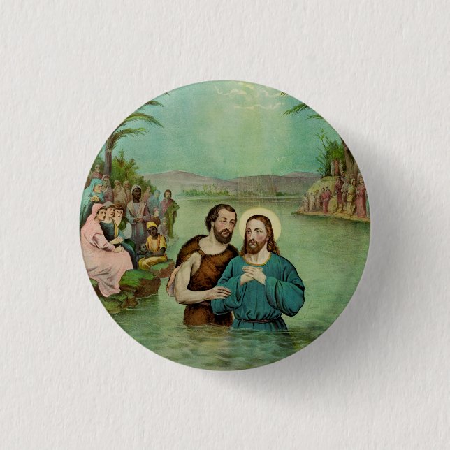 Bóton Redondo 2.54cm Batismo de Jesus Cristo (Frente)
