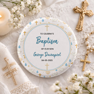 Bóton Redondo 2.54cm Batismo Elegante Festa de Batizado de Crianças R