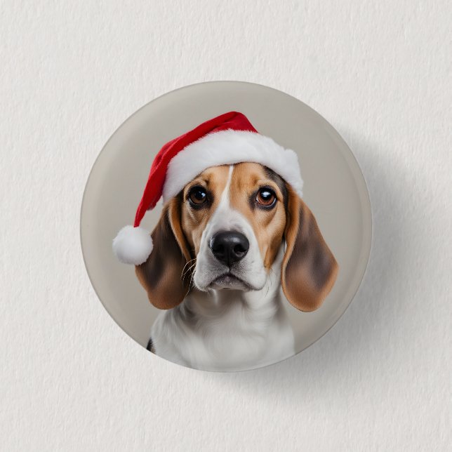 Bóton Redondo 2.54cm Beagle Christmas (Frente)