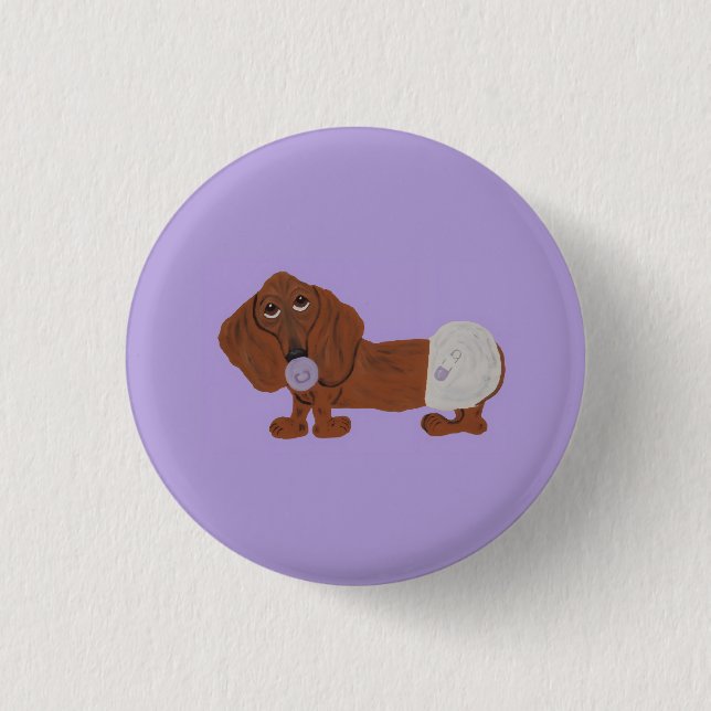 Bóton Redondo 2.54cm Bebê Dachshund (Frente)