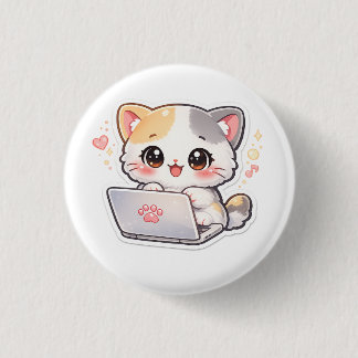 Bóton Redondo 2.54cm Bebê Fofo Kawaii Trabalhando no Pino do Laptop