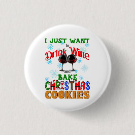 Bóton Redondo 2.54cm Beber Cookies de Natal de Assar de Vinho, Fazendo 