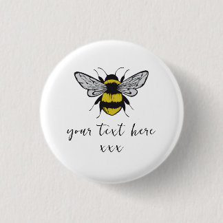 Bóton Redondo 2.54cm Bee Illustration - adicione seu próprio texto
