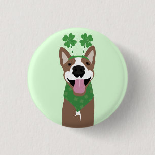 Bóton Redondo 2.54cm Beije-me Sou Irlandês Cachorro Marrom Verde