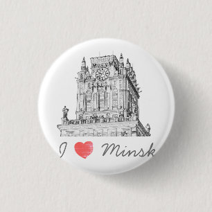 Bóton Redondo 2.54cm Belarus I Love Minsk City Gates Architecture