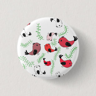 Bóton Redondo 2.54cm Belo design temático de pássaros, estampado