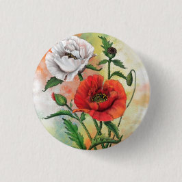 Bóton Redondo 2.54cm Belos papagaios brancos vermelhos - Arte pintada