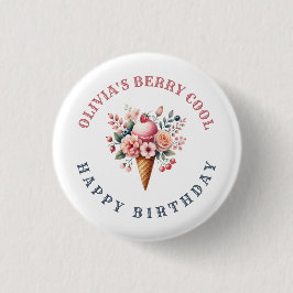 Bóton Redondo 2.54cm Berry Legal Feliz Festa de Sorvete de Aniversário