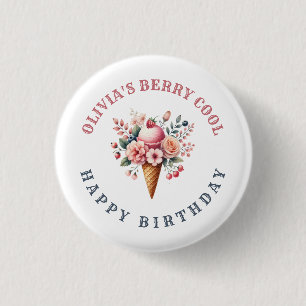 Bóton Redondo 2.54cm Berry Legal Feliz Festa de Sorvete de Aniversário