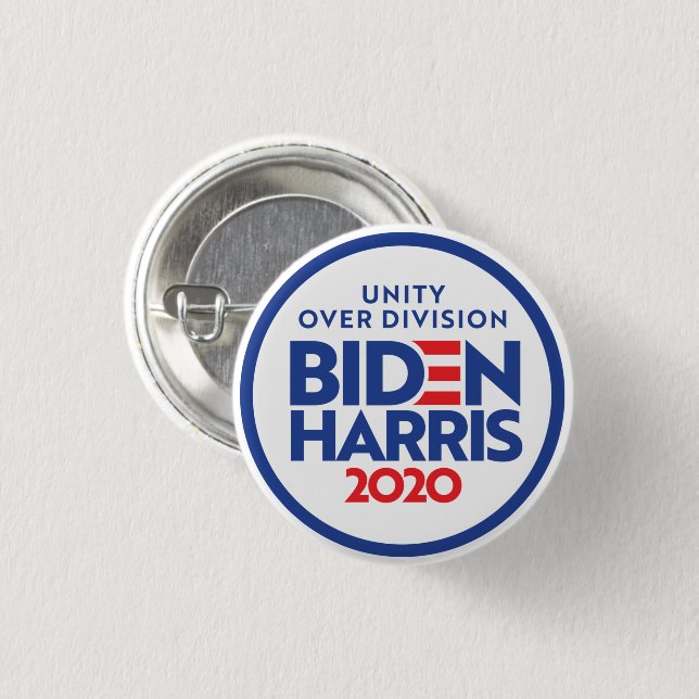 Bóton Redondo 2.54cm BIDEN HARRIS 2020: Unidade Sobre Divisão (Frente & Verso)