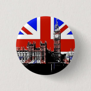 Bóton Redondo 2.54cm Big Ben e Union Jack