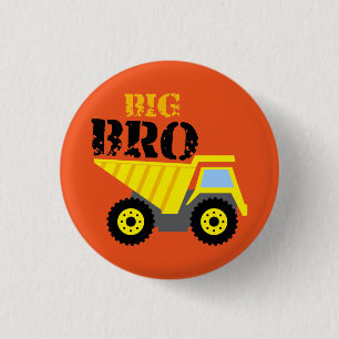 Bóton Redondo 2.54cm Big Bro Construction Yellow Dump Truck