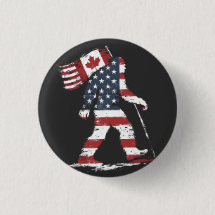 Bóton Redondo 2.54cm Bigfoot Holding Canada Flag 51rua State Trump