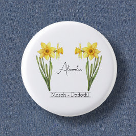 Bóton Redondo 2.54cm Birth Flower March Daffodil