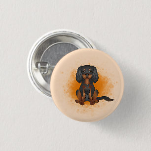 Bóton Redondo 2.54cm Black & Tan Cavalier King Charles Dog Em Laranja