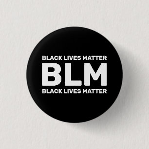Bóton Redondo 2.54cm BLM Black Lives Matter White Typography on Black