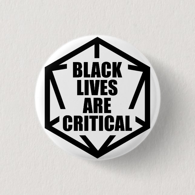 Bóton Redondo 2.54cm BLM Black Lives são críticas [B&W] (Frente)