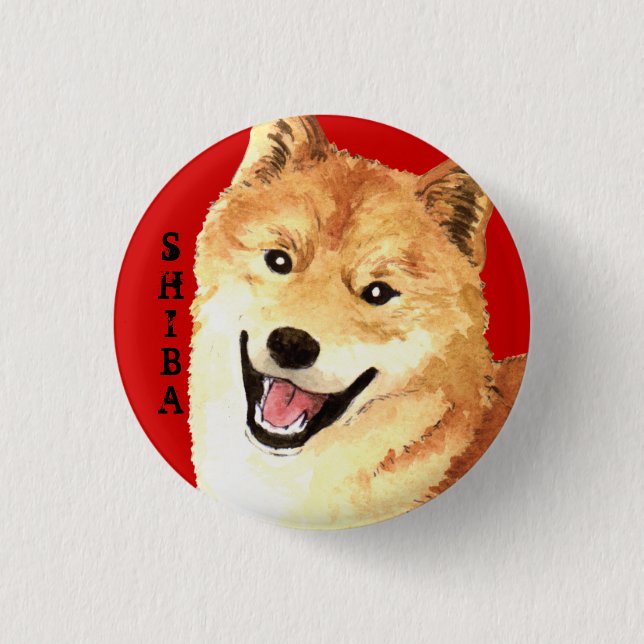 Bóton Redondo 2.54cm Bloco de Cores Shiba Inu (Frente)