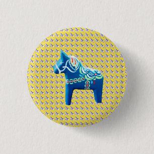 Bóton Redondo 2.54cm Blue Dala Horse