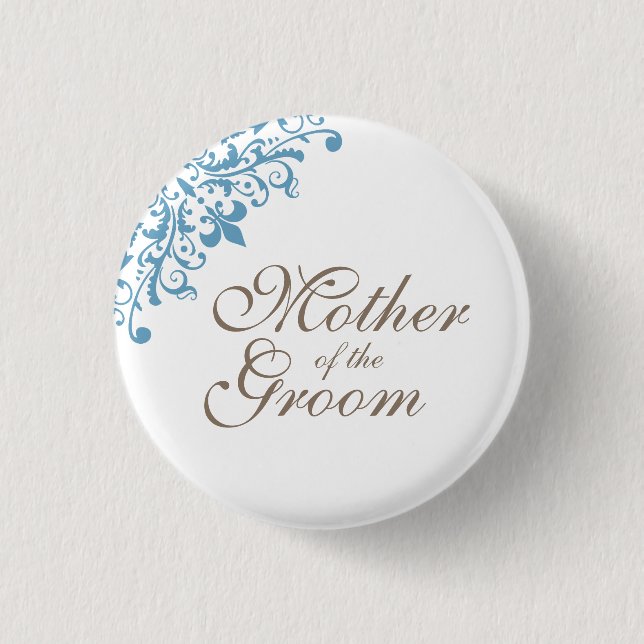 Bóton Redondo 2.54cm Blue Fleur de Lis Script Mãe Da Alma (Frente)