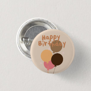 Bóton Redondo 2.54cm Boêmia Balões Feliz Aniversário
