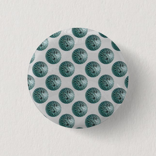 Bóton Redondo 2.54cm Bola de boliche Leopard Teal (Frente)