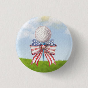 Bóton Redondo 2.54cm Bola de golfe com bandeira de American Ribbon Wate