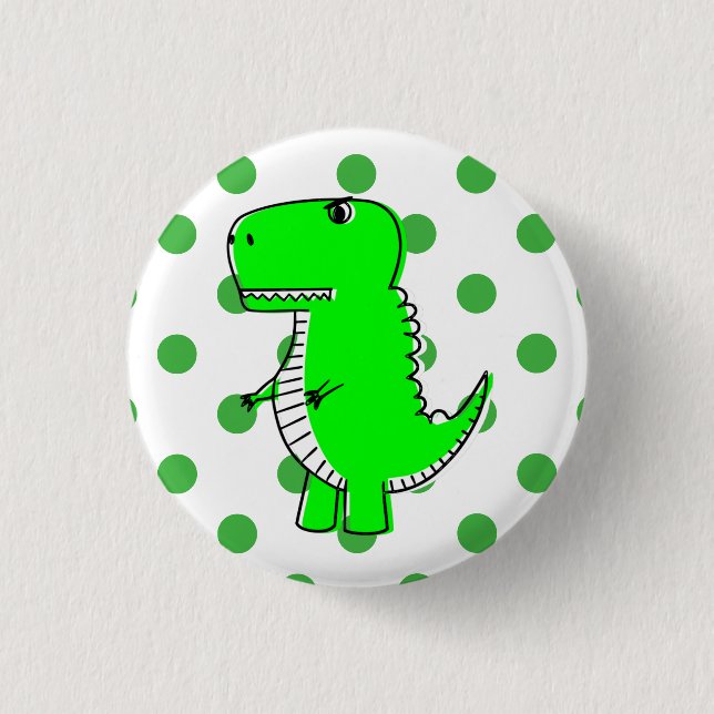 Bóton Redondo 2.54cm Bolinhas Verdes do Dinossauro Verde (Frente)