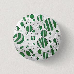 Bóton Redondo 2.54cm Bolinhas Zebra Verde e Branca
