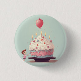 Bóton Redondo 2.54cm Bolo de aniversário, sorvete, distintivo, alfinete