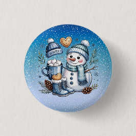 Bóton Redondo 2.54cm Boneco de Neve Aconchegante de Inverno