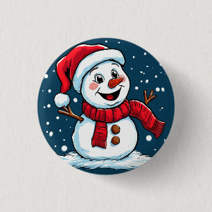 Bóton Redondo 2.54cm Boneco de Neve Festivo de Desenho Animado com Chap