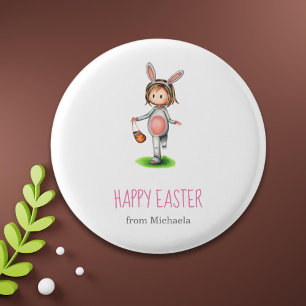Bóton Redondo 2.54cm Bonita Páscoa personalizada em fantasia de coelho
