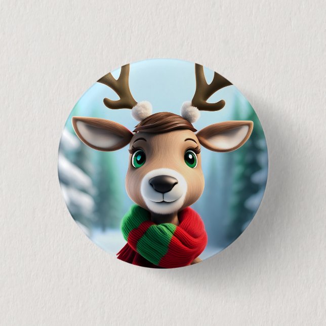 Bóton Redondo 2.54cm Bonita Reindeer (Frente)