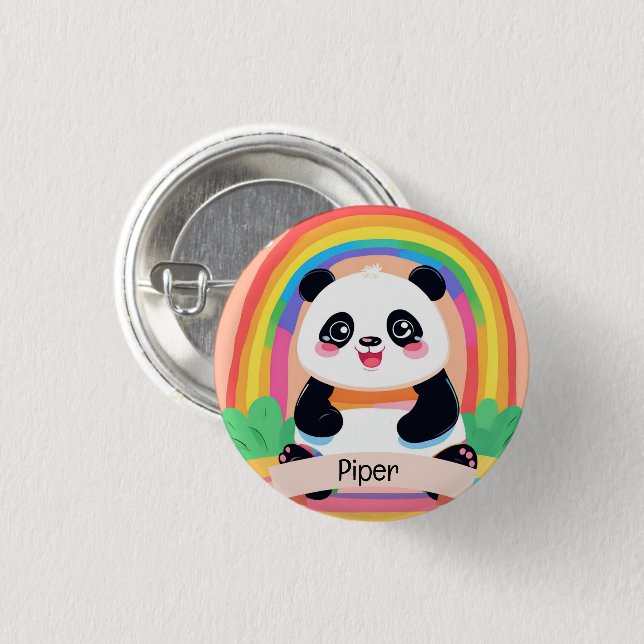 Bóton Redondo 2.54cm Bonito Bebê Panda Rainbow (Frente & Verso)