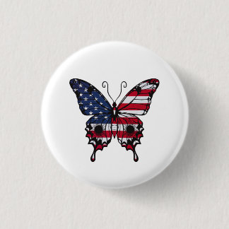Bóton Redondo 2.54cm Borboleta da Bandeira Americana Patriótica