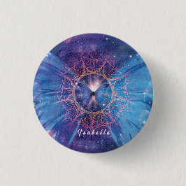 Bóton Redondo 2.54cm Borboleta Morpho / Galaxy Mandala