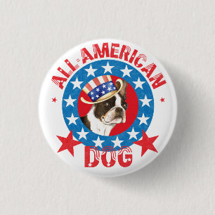 Bóton Redondo 2.54cm Boston patriótica Terrier