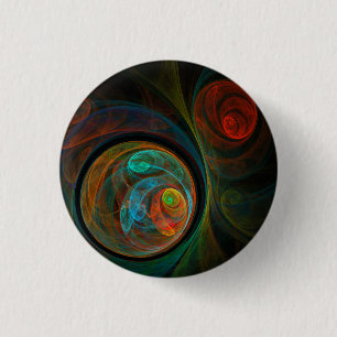 Bóton Redondo 2.54cm Botão Abstrato de Arte Azul de Renascimento (redon
