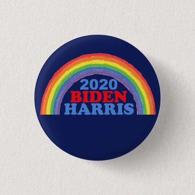 Bóton Redondo 2.54cm Botão Arco-Íris 2020 Biden Harris (Frente)
