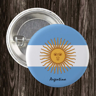 Bóton Redondo 2.54cm Botão Argentina, Bandeira Patriótica da Argentina