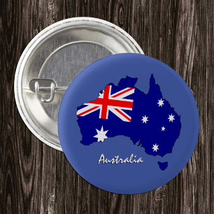 Bóton Redondo 2.54cm Botão Austrália, mapa, Bandeira Australiana patrió