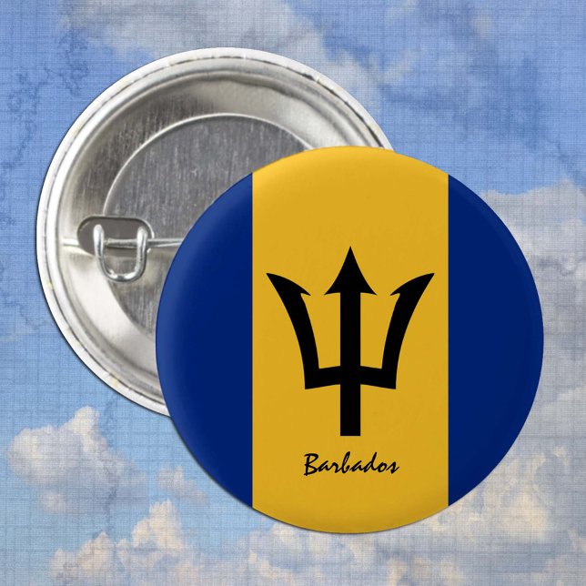 Bóton Redondo 2.54cm Botão Barbados, moda patriótica de bandeira de Bar (Criador carregado)