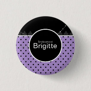 Bóton Redondo 2.54cm Botão bolinhas roxo e preto