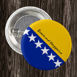Bóton Redondo 2.54cm Botão Bósnia-Herzegovina, Bandeira Patriótica<br><div class="desc">Botões: Bósnia e Herzegovina e Bandeira - adoro o meu país,  viagem,  feriados,  patriotas nacionais/adeptos desportivos</div>