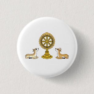 Bóton Redondo 2.54cm Botão Buddha Dharma Wheel & Deers