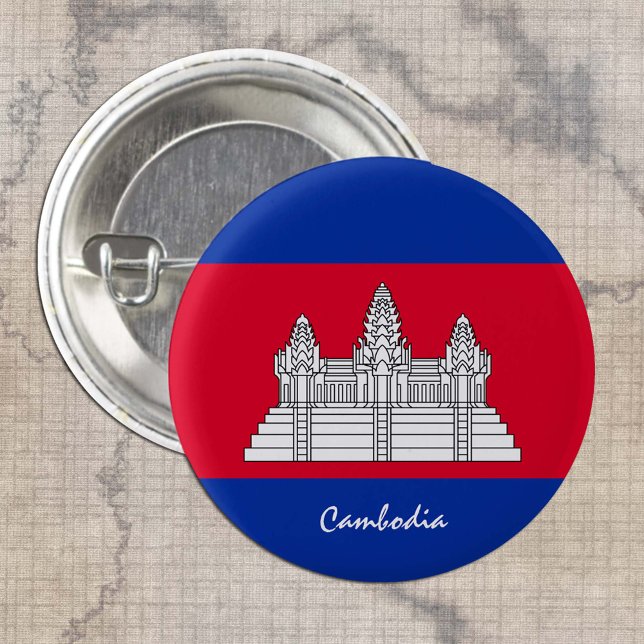 Bóton Redondo 2.54cm Botão Camboja, moda de bandeira cambojana patrióti (Criador carregado)