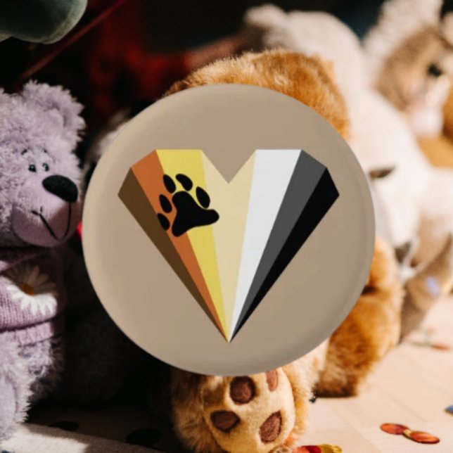 Bóton Redondo 2.54cm Botão Cardíaco do Orgulho de Urso (Criador carregado)