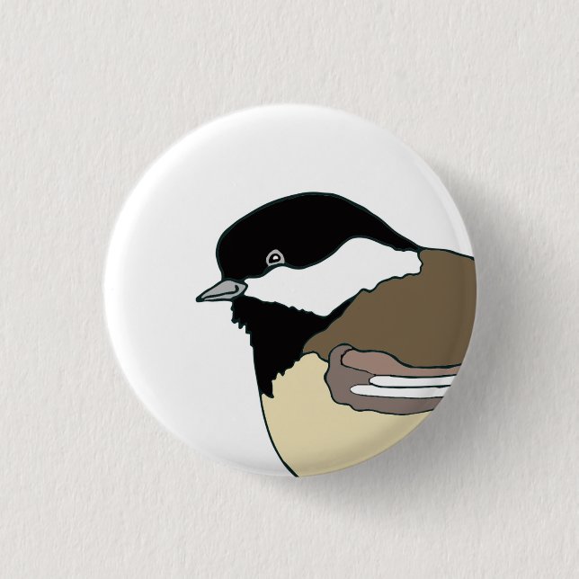 Bóton Redondo 2.54cm Botão Chickadee para amantes de aves (Frente)